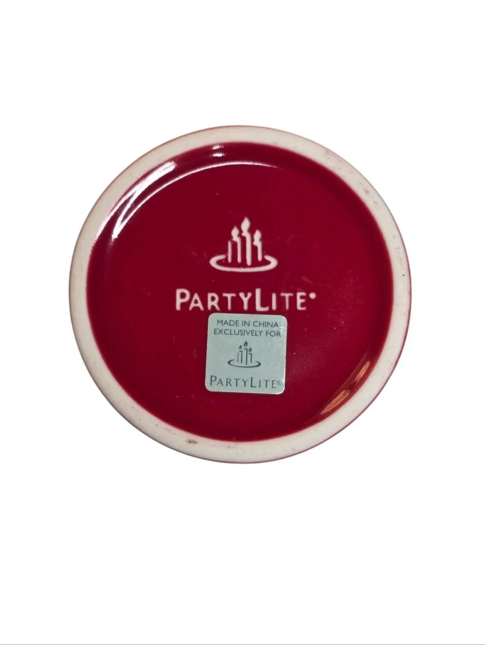 Partylite Alpine Chalet Reindeer Votive Candle Holder Red & White Ceramic - Picture 5 of 7